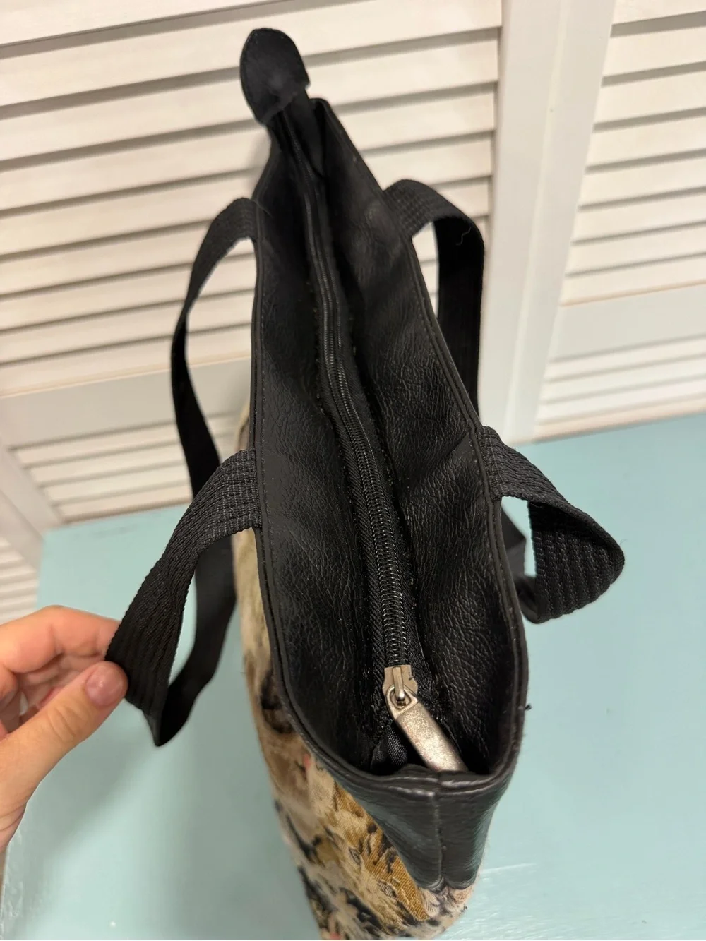 Kitten Tapestry Tote Bag with Black Trim